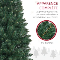 HOMCOM Sapin de Noël Artificiel 180 cm Arbre de Noël Slim avec support en acier pliable, 479 branches épines Vert(m-5)
