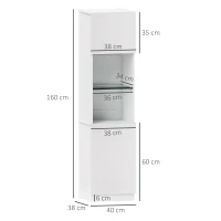 HOMCOM Bücherregal Aufbewahrungsregal mit 2 Türen verstellbare Regale 40 x 38 x 160 cm weiß(m-3)