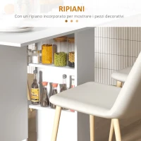 HOMCOM Tavolo Pieghevole Salvaspazio a 2 Ribalte per 6 Persone con Ripiani e Ruote, Bianco(m-6)