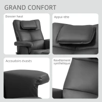 HOMCOM Fauteuil massant avec repose-pied, dossier inclinable jusqu'à 135°, coffre de rangement, télécommande(m-8)