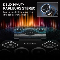 SPORTNOW Électronique drum set, kit de batterie électrique, avec 9 pads, pédales et baguettes de tambour, silicone, blanc et noir(m-6)