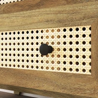 HOMCOM Kommode 3 Schubladen Aufbewahrungsmöbel mit Rattanbespannung helles Holzoptik 80 x 35 x 76 cm(m-5)