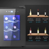 HOMCOM Weinkeller 6 Flaschen 17L Hochleistung Temperatur einstellbar 8-18° mit LED-Licht Touchpanel Schwarz(m-5)
