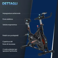 HOMCOM Cyclette da Casa per Allenamento in Acciaio Nero, Cyclette Professionale da Seduti Capacità 120 kg con Supporto per Cellulare, Monitor LCD, Manubrio e Resistenza Regolabile, Volano 10kg(m-8)