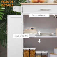 HOMCOM Desserte de cuisine sur roulettes chariot de service Ilot de cuisine avec tiroir de placard et porte-torchons - blanc(m-7)