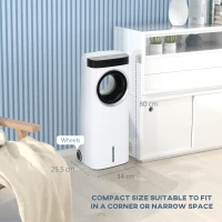 HOMCOM Evaporative Air Cooler, 6.5L 4-in-1 Bladeless Portable Cooler, Fan, Humidifier, Air Clean Anion with Oscillation, 6 Speeds, 24H Timer, Sleep Mode, 2 Ice Packs, Wheels, Remote, for Home Office(m-3)