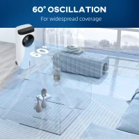 HOMCOM Evaporative Air Cooler, 6.5L 4-in-1 Bladeless Portable Cooler, Fan, Humidifier, Air Clean Anion with Oscillation, 6 Speeds, 24H Timer, Sleep Mode, 2 Ice Packs, Wheels, Remote, for Home Office(m-7)