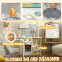 AIYAPLAY Cuisine enfant dinette enfant de 3-6 ans avec cuisinière, robinet d'évier, four, accessoires de cuisine, gris(m-4)
