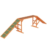PawHut Rampe d'agilité pour chiens, Parcours, antidérapante, résistante aux intempéries, en bois, 325 x 55 x 69 cm, Orange(m-1)