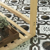 HOMCOM Porte-serviettes en bambou 3 barres avec étagère de rangement, pour la salle de bains et la buanderie, finition naturel(m-9)