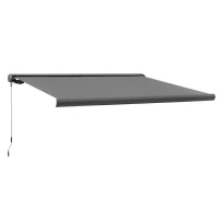 Outsunny 3 x 2.5m Electric Awning with Remote Controller, Aluminium Frame DIY Retractable Awning, UV50+ Sun Shade Canopy for Garden Patio Deck Door Window, Grey(m-12)