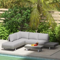 Outsunny Three-Piece Rattan Sofa Set, with Cushions - Light Grey(m-9)