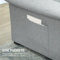 HOMCOM Pull Out Sofa Bed, Fabric 2 Seater Click Clack Sofa Bed Settee with 2 Pocket Springs, Convertible Sofa Couch with Pillows and Side Pockets for Living Room, Home Office, Light Grey(m-8)