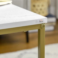 HOMCOM 2er-Set Beistelltische, stapelbare Beistelltische, Tischplatte in Marmoroptik, Gold + Weiß(m-8)