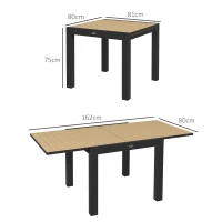 Outsunny Table de jardin Table d'extérieur, résistante aux intempéries, 162 x 80 x 75 cm, Jaune(m-3)