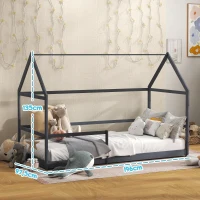 AIYAPLAY Lit cabane enfant lit pour enfant 3-8 ans cadre de lit barrières de sécurité 196L x 97,5l x 135H cm bois de pin gris(m-3)