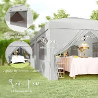 Outsunny Pavillon Pop-up 3 x 6 m avec parois latérales et sac de transport, tonnelle de jardin réglable en hauteur UPF50+, Gris clair(m-4)