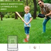 HOMCOM Rete Elastica Rimbalzo da Baseball, Rete per Lanci Battute di Baseball Rimbalzatore Portatile, Rete da Calcio, per Softball, 90x80x140cm, Nero(m-4)