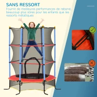 HOMCOM Trampoline Enfant Ø 1,75 × 1,90H m Filet de sécurité Porte zipée Couvre-Ressorts 6 poteaux rembourrés Noir Rouge Bleu(m-4)