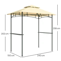 Outsunny Grillpavillon mit LED 240 x 150 x 258 cm wasserabweisend flammhemmend Gartenpavillon mit Doppelschichtdach(m-3)