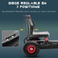 HOMCOM Kart à pédales pour enfant siège réglable 3 positions frein à main enfant de 5 à 12 ans rouge noir(m-4)