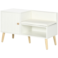 HOMCOM Schuhbank mit Schrank, Nische und Oberfläche mit synthetischem Bezug 80 x 33 x 49 cm Weiß