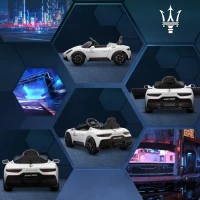 AIYAPLAY Elektroauto für Kinder Maserati MC20 12V Lizenzfahrzeug, Fernbedienung, LED, Musik und Hupe, 3-6 Jahre, Weiß(m-4)
