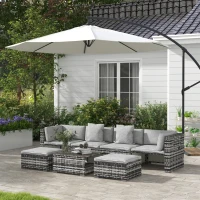 Outsunny Seven-Piece Rattan Patio Furniture Set, with Cushions - Grey(m-2)