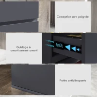 HOMCOM Commode 4 tiroirs sans poignées Moderne en Finition Laquée Grise - Grand Espace de Rangement(m-5)