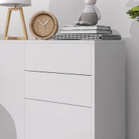 HOMCOM Credenza Moderna con 2 Armadietti e 2 Cassetti con Apertura a Pressione, 79x36x74cm, Bianco Lucido(m-8)