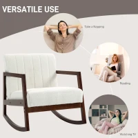 HOMCOM Rocking Chair Nursing Chair Rocking Chair in Loop Wool Effect Fabric with Solid Rubberwood Legs(m-4)