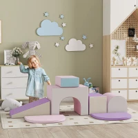 HOMCOM 7PCS Module motricité bébé parcours motricité bébé en mousse EPE pour enfants d'âge préscolaire, multicolore(m-2)