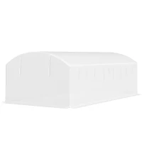 Outsunny Invernadero de Túnel 6x3x2 m con 6 Ventanas de Malla Cubierta de PE Anti-UV y 3 Puertas Enrollables Blanco(m-11)