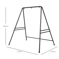 Outsunny Support de fauteuil suspendu robuste et résistant aux intempéries, intérieur et extérieur, jusqu'à 150 kg, en acier, 178 x 143 x 180 cm, Noir(m-3)