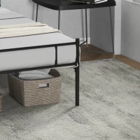 HOMCOM Cadre de lit 90 x 190 cm sommier à lattes en acier, tête de lit et pied de lit, hauteur 31 cm avec rangement sous le lit(m-9)
