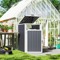 Outsunny Abdeckung für 1 Abfalltonne 240L Außenabdeckung 180° klappbarer Deckel feuerzinkter Stahl 73 x 81 x 122 cm dunkelgrau(m-2)