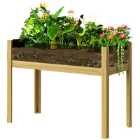 Outsunny Jardinière sur pieds, carré potager surélevé avec panneaux en acrylique et trous de drainage, 110 x 50 x 80 cm, naturel