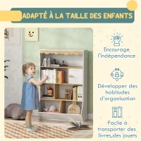 AIYAPLAY Bibliothèque enfant rangement livre enfant meuble de rangement pour jouets avec 4 étagères, 2 casiers et placard(m-6)