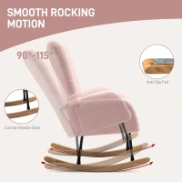 HOMCOM Teddy Fleece Rocking Chair - Pink(m-4)