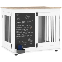 PawHut Hundekäfig Innenhundekäfig mit 3 Türen Tafel für mittelgroße Hunde 20 kg, 80 x 60 x 70 cm weiß(m-6)