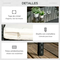Outsunny Conjunto de Jardín de Ratán Sintético con 2 Sillones 1 Sofá de 2 Plazas 1 Mesa de Centro y Cojines Negro y Crema(m-6)