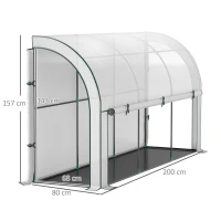 Outsunny Serre adossée au mur, Maison de plantes accessible, Film en plastique, 300 x 80 x 157 cm, Blanc(m-3)