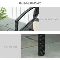 Outsunny 2 Seater Poly Rattan Garden Bench, All Weather Wicker Garden Loveseat, Outdoor Seating Bench with 240 Load Capacity, Backrest and Armrests for Patio, Terrace, Balcony, Black(m-6)