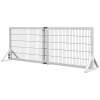 PawHut Barrière de sécurité pour chien barrière de protection à 2 panneaux largeur réglable 101-181 cm en bois acier blanc(m-1)