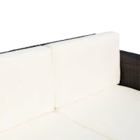 Outsunny Rattan Sofa, 2 Seater Garden Furniture with Soft Padded Cushion and Armrests, Wicker Garden Loveseat for Patio, Mixed Brown(m-7)