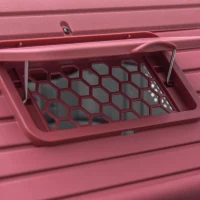 PawHut Hundehütte Outdoor Hundehaus mit Dachluke Tor Unterschlupf für kleine Hunde Kleintierstall Luftzirkulation wasserdicht Metall Kunststoff Rot+Hellgrau 59 x 75 x 66 cm(m-9)