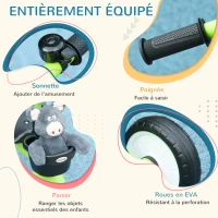 AIYAPLAY Tricycle enfants avec sonnette et panier selle réglable avec dossier - pour enfant de 2 à 5 ans vert(m-6)