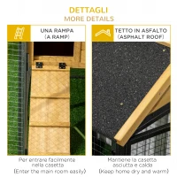 PawHut Conigliera da Esterno a 2 Livelli in Legno di Abete e Acciaio con Vassoio Rimovibile, 120x55.5x80 cm(m-7)