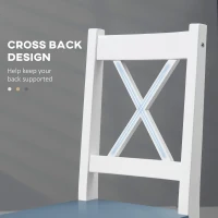 HOMCOM Dining Chairs Set of 2, Pine Wood Kitchen Chairs with Cross Back, Solid Structure for Living Room and Dining Room, White(m-5)