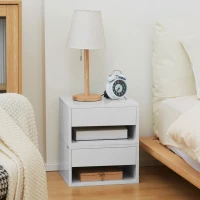 HOMCOM Juego de 2 Mesitas de Noche Colgantes Mesillas de Noche con Cajón para Dormitorio 37x32x21 cm Blanco(m-8)